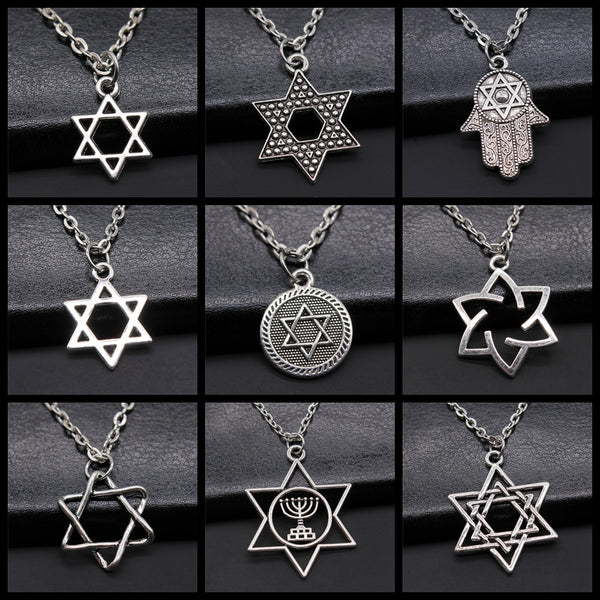 Star Of David Pendant Necklace Israel Jewelry Chain Necklaces Men Women Judaica Antique Silver Color Jewish Jewelry