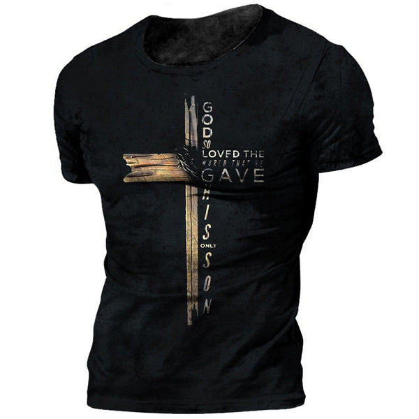 Vintage Knights Templar T Shirt For Men 3d Printed Jesus Christ Crucifix Men's Tshirt Oversized Short Sleeve Tops Tee Shirt Man