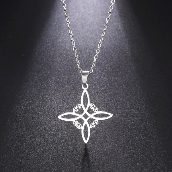 Skyrim Wicca Witchcraft Witch Knot Necklace Stainless Steel Choker Necklaces Vintage Amulet Supernatural Jewelry Gift for Women